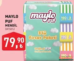 MAYLO PUF MENDİL 3X150'Lİ fiyat ve kampanya bilgisi